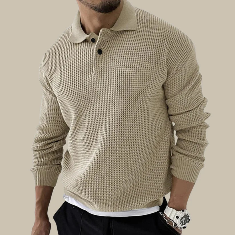 Carlo Pull Homme – Elegantna pletena polo majica s ovratnikom na kopčanje i modernim rebrastim uzorkom