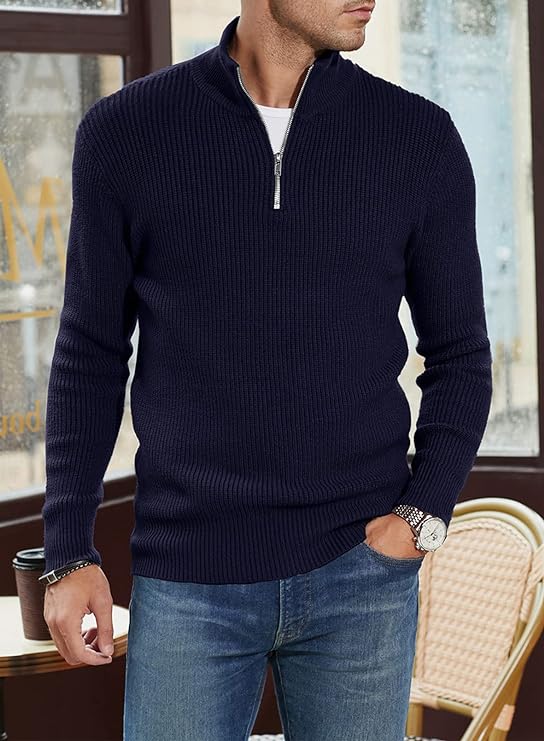 Trenton Pull Homme – Demi-Zip Moderne & Confortable au Style Italien Élégant