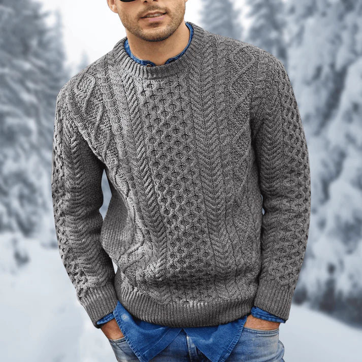 Sweter męski Othar – ciepły i elegancki sweter o splocie warkoczowym na komfortową zimę