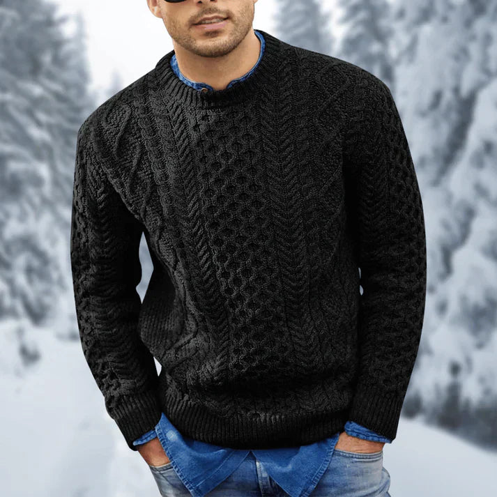 Sweter męski Othar – ciepły i elegancki sweter o splocie warkoczowym na komfortową zimę