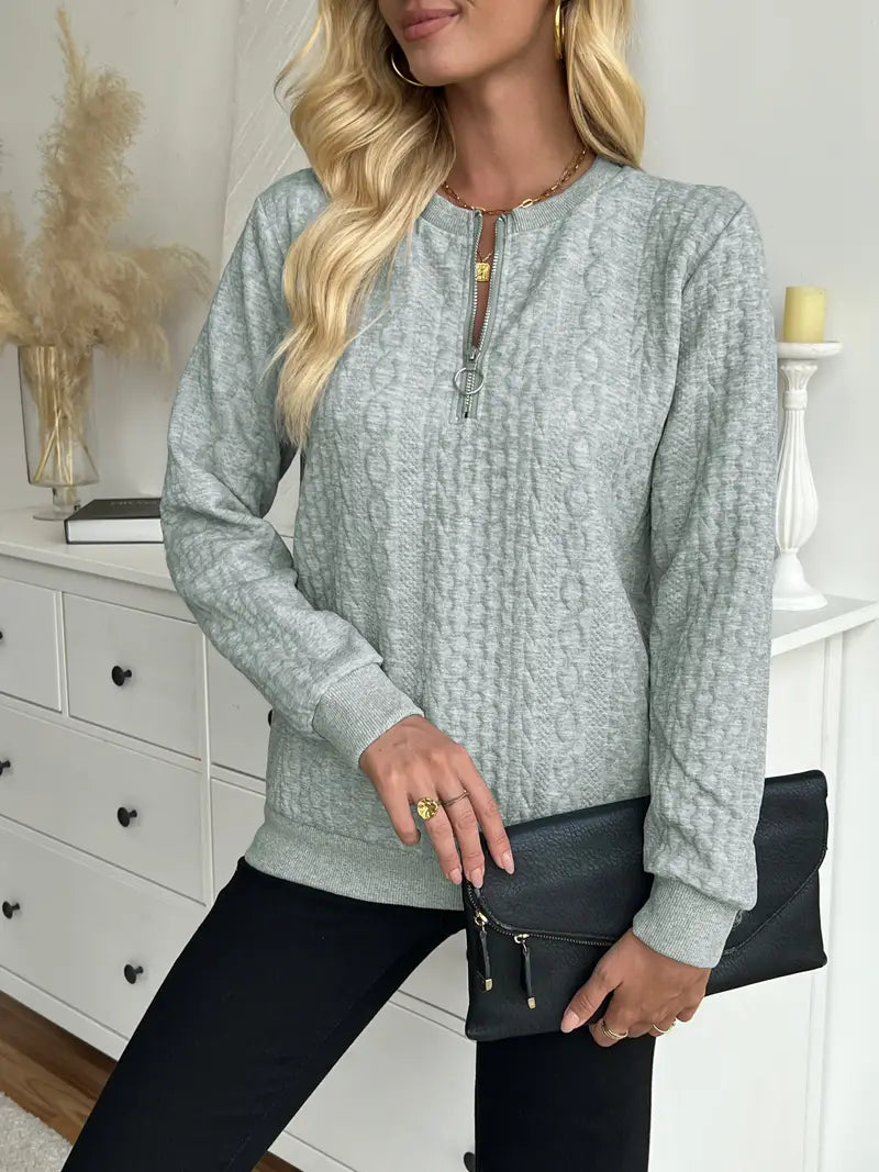 Margaux Sweat Femme Hiver – Komfortabel strikket lynlåstrøje med elegant design