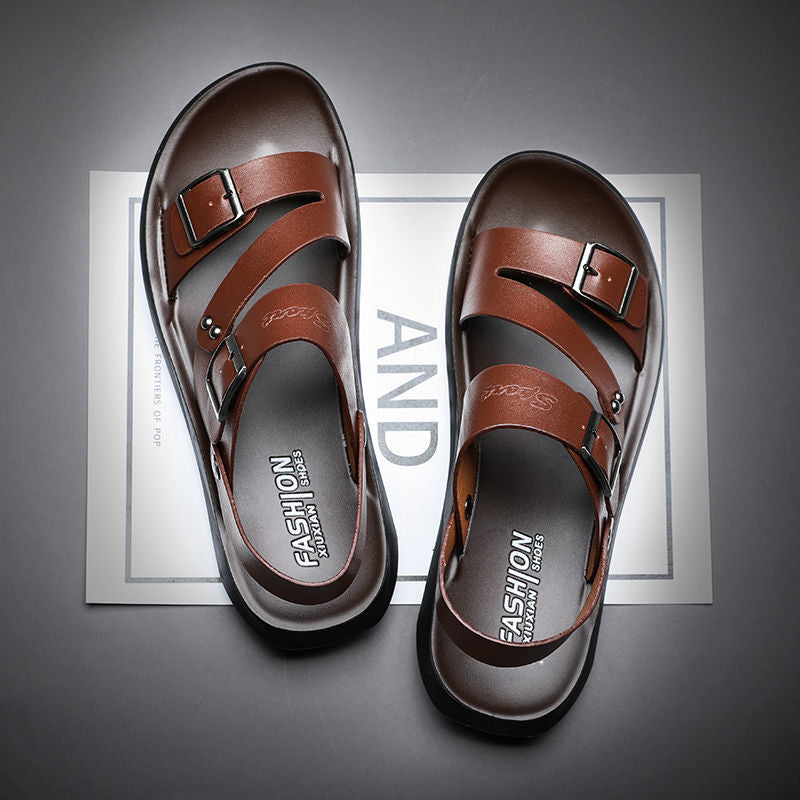 Antonio Sandales Homme – Sandales en Cuir Fendu avec Boucle pour Été & Style Décontracté