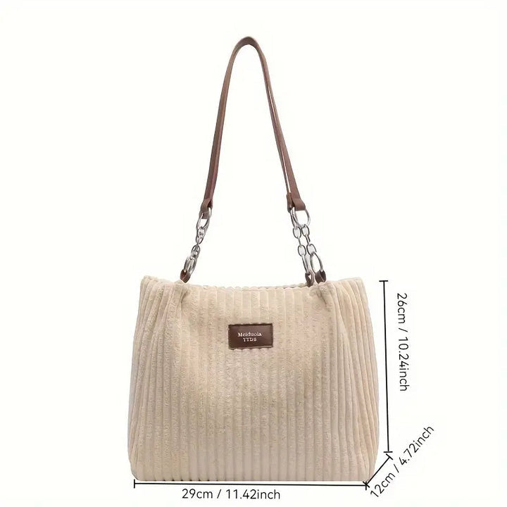 Amanda Sac Shopper Woman – Elegant Corduroy Bag with Large Space & Adjustable Shoulder Strap