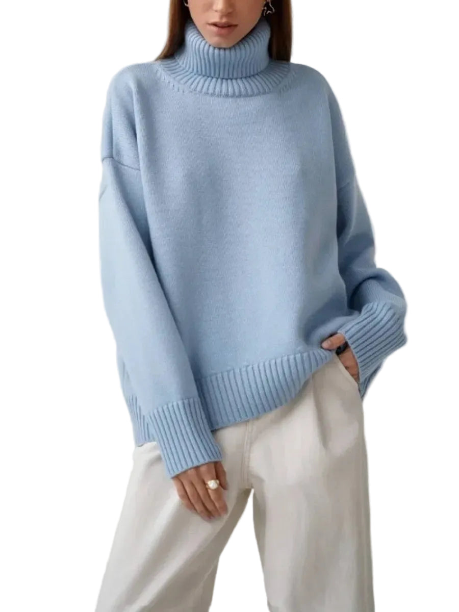 Elise Pull Col Roulé Oversize Femme – Pull en Maille Douce et Chaude au Style Intemporel