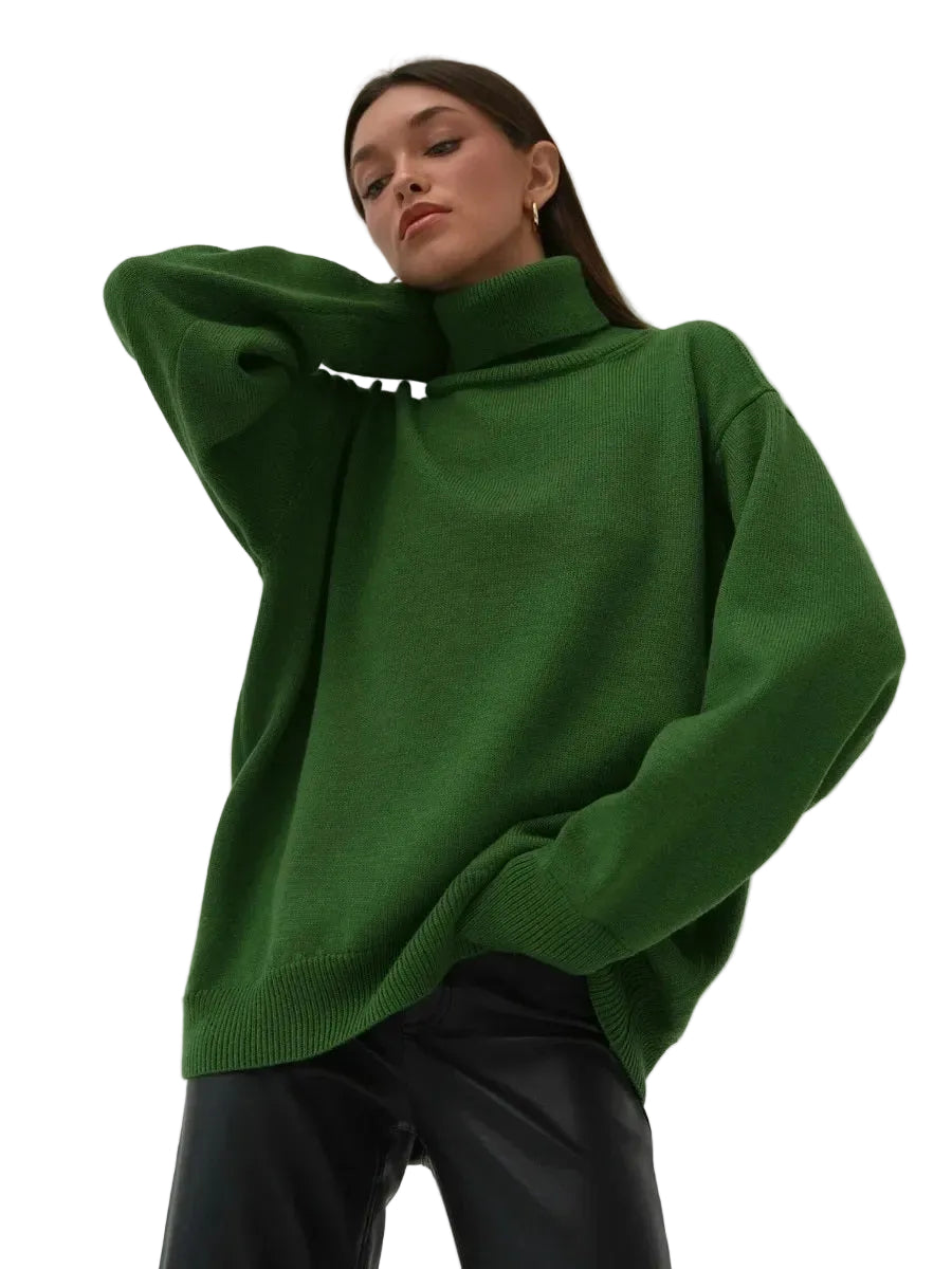 Elise Pull Col Roulé Oversize Femme – Pull en Maille Douce et Chaude au Style Intemporel