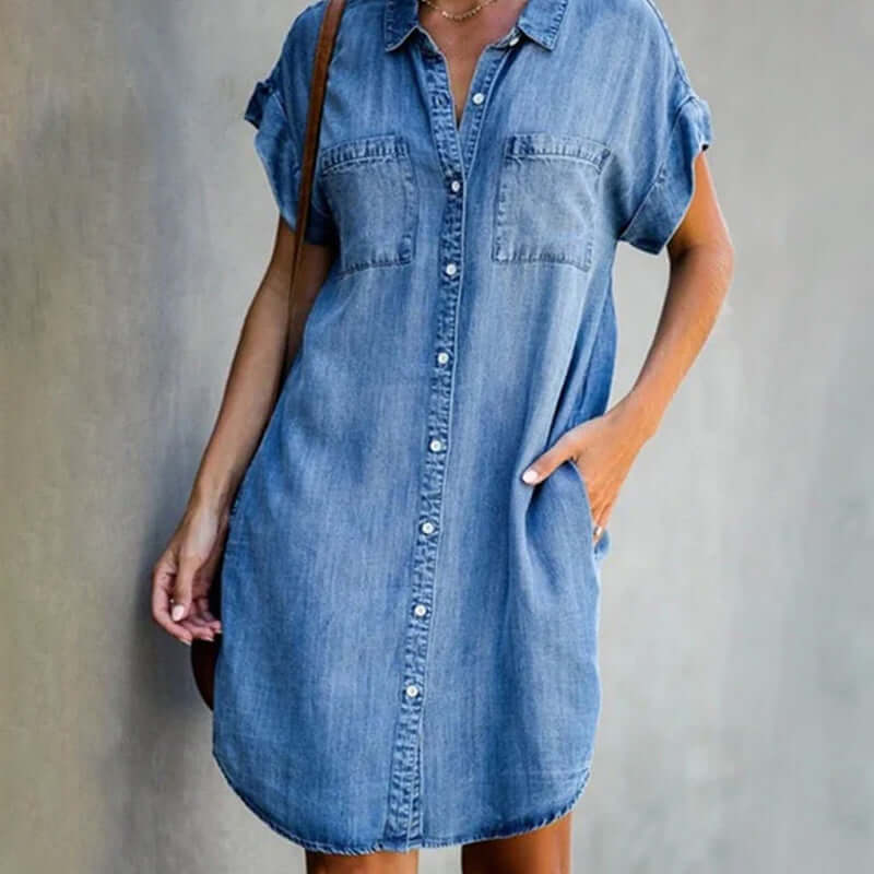 Abito camicia da donna Clara - Abito estivo leggero con abbottonatura e taglio femminile