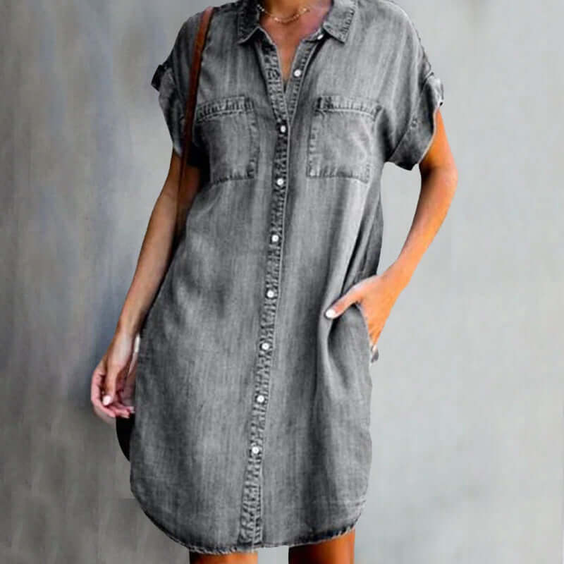 Abito camicia da donna Clara - Abito estivo leggero con abbottonatura e taglio femminile