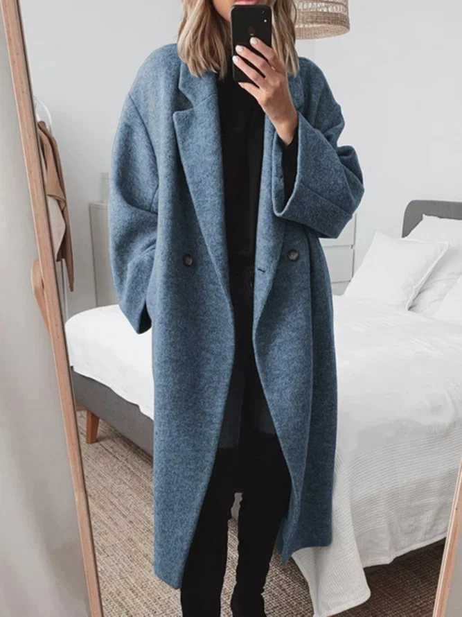 Celia Manteau Femme – Long en Laine Mélangée, Coupe Oversize Élégante & Moderne