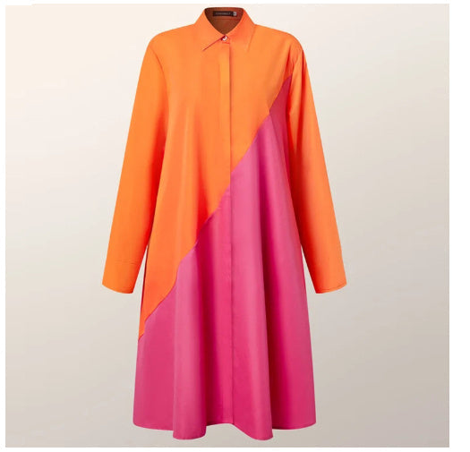 Brynlee Robe Chemise Femme – Elegante A-Linien-Kleid mit langen Ärmeln für Büro & Freizeit