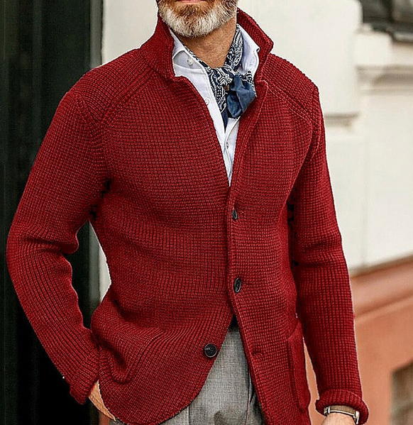 Edward Blazer Férfi Vintage – Elegáns Álló Gallér, Hosszú Ujjú & Időtlen Stílus