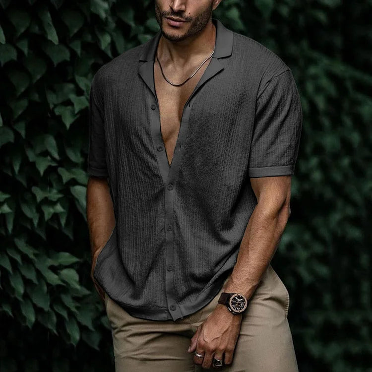 Leandro Chemise Homme Été – Chemise en Lin Respirante à Coupe Flatteuse pour Look Décontracté