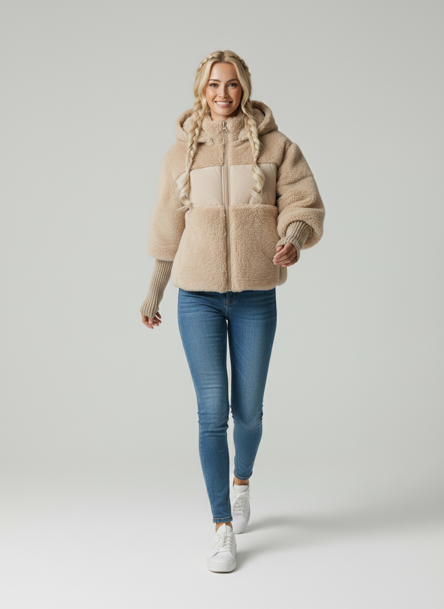 Kamila Doudoune Femme – Veste Chaude et Stylée avec Poignets Tricotés & Design Luxe