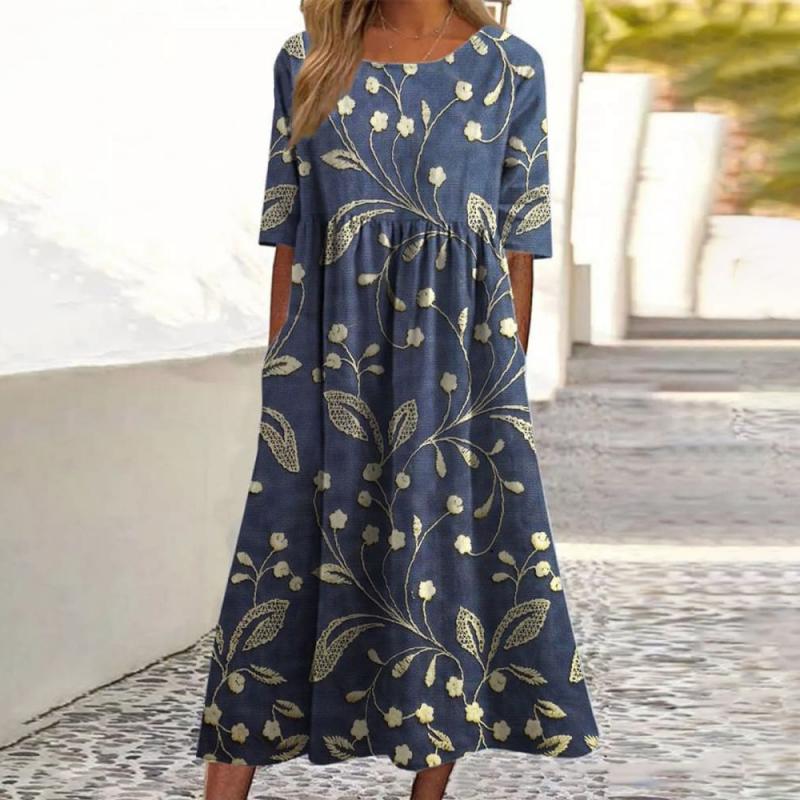 Joelle Midi Haljina za Žene – Cvjetni Uzorak, Lagani Materijal, Udoban Krojač i Elegantni Ljetni Stil