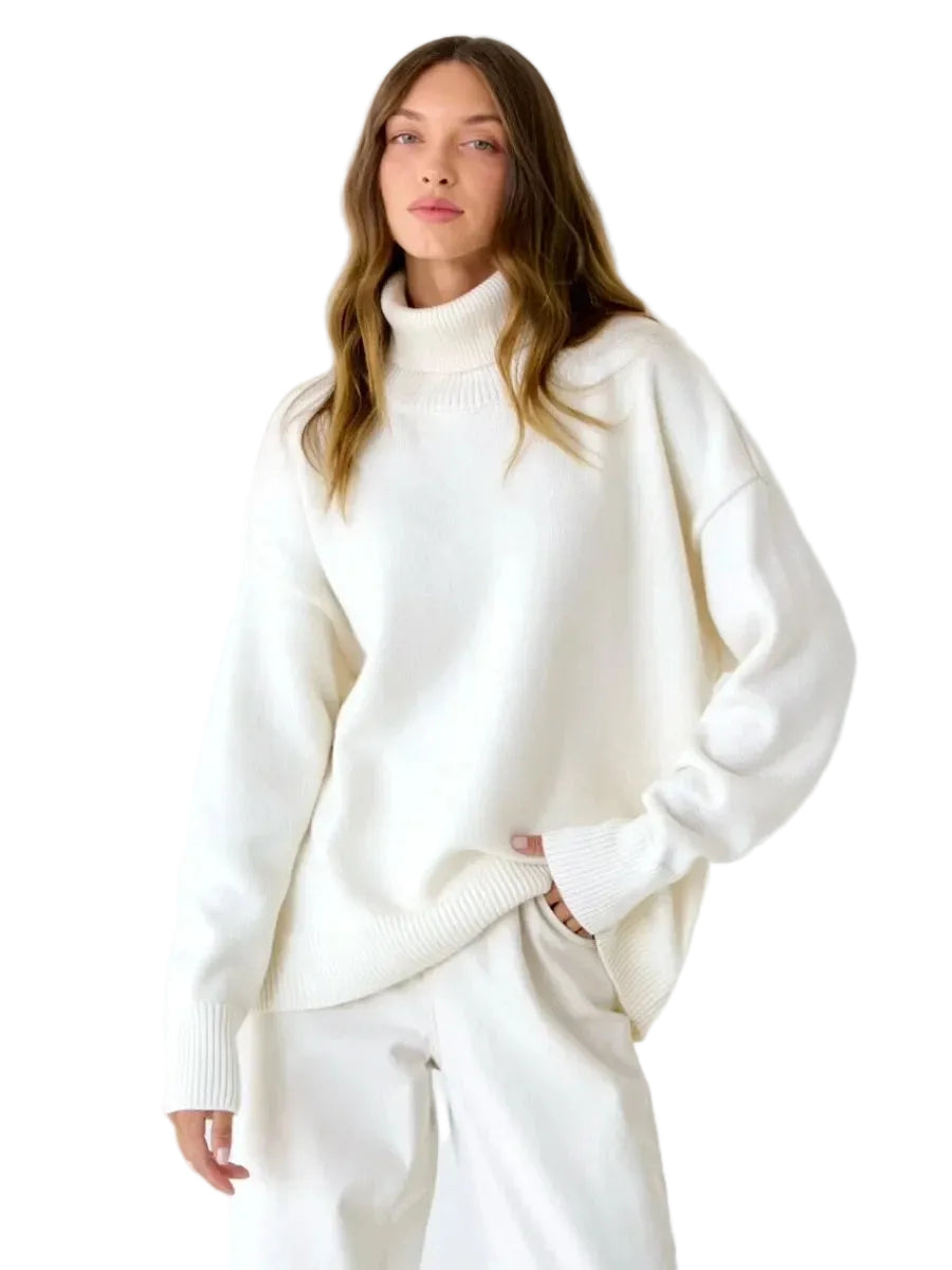 Elise Pull Col Roulé Oversize Femme – Pull en Maille Douce et Chaude au Style Intemporel
