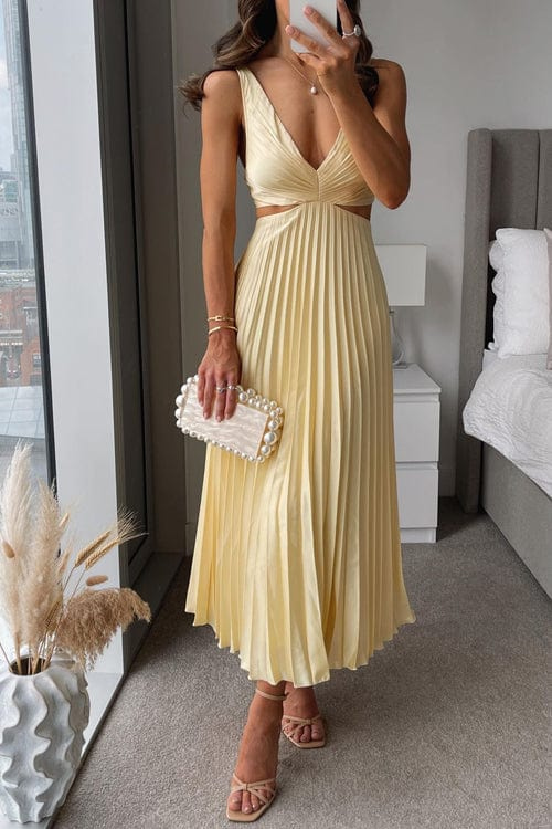 Melodie geplooide satijnen jurk voor dames – Luxe en zachte stof & elegante en flatterende snit