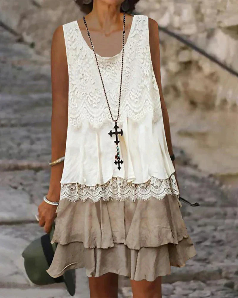 Lili Robe Femme Spitze – Ärmellos, Vintage- & moderner Stil für eleganten Sommer