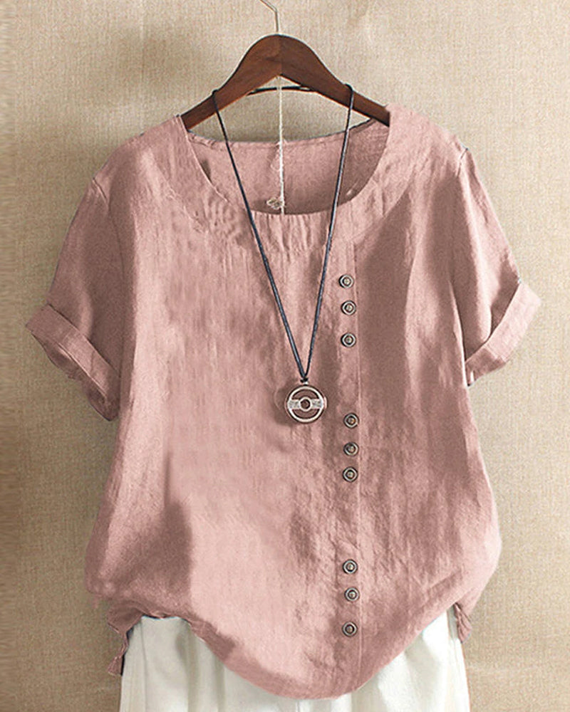 Bluza Lena Femme – Bluză ușoară din in cu nasturi și aspect natural