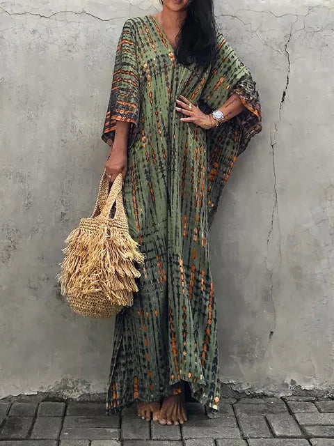 Amélie Robe Kaftan Femme – Leichte Boho-Batik-Kleid mit weitem Schnitt für lässigen Sommer