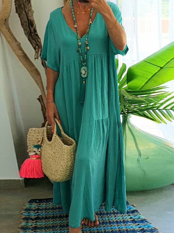 Saylor Long Summer Dress Women – Loose Bohemian Maxi Dress Casual Style for Holidays & Leisure