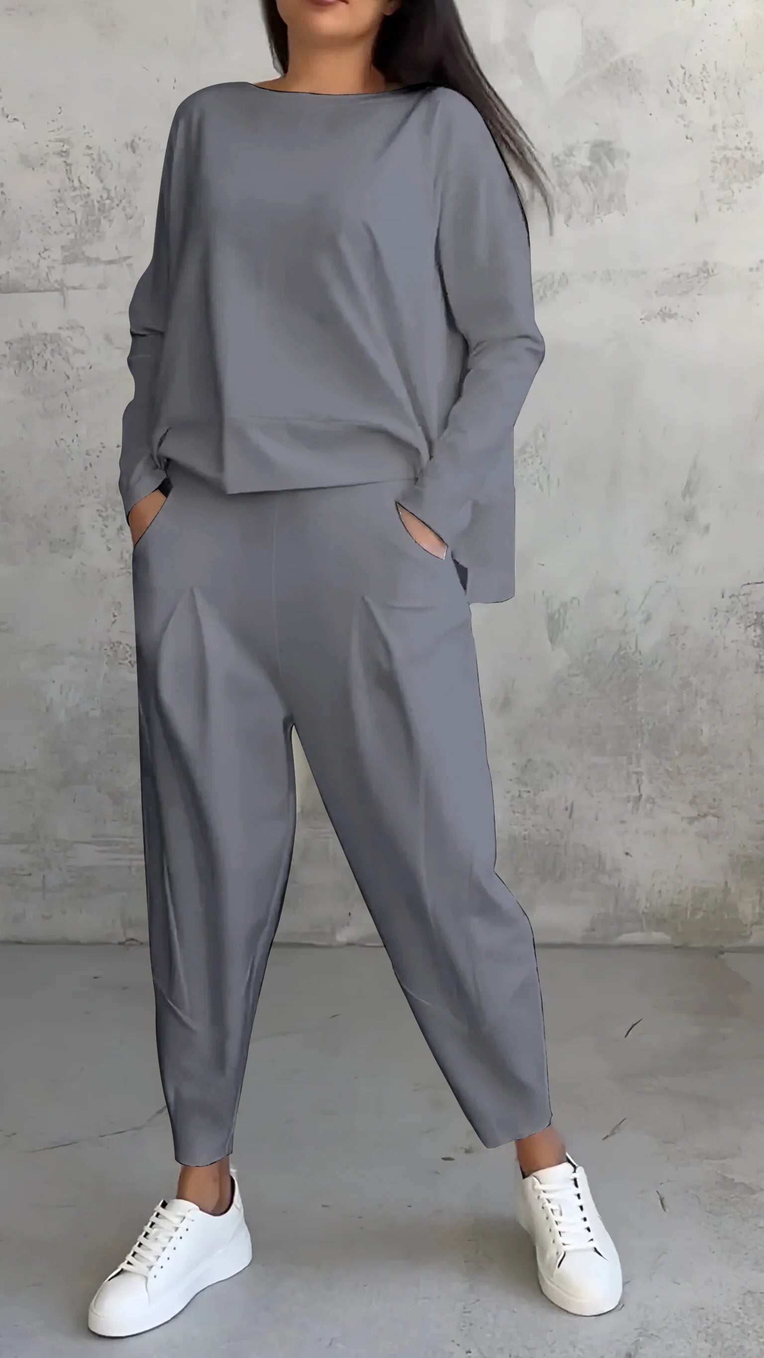 Emilie női szett – Kényelmes és elegáns, modern stílusú, kerek nyakú spandex ruha