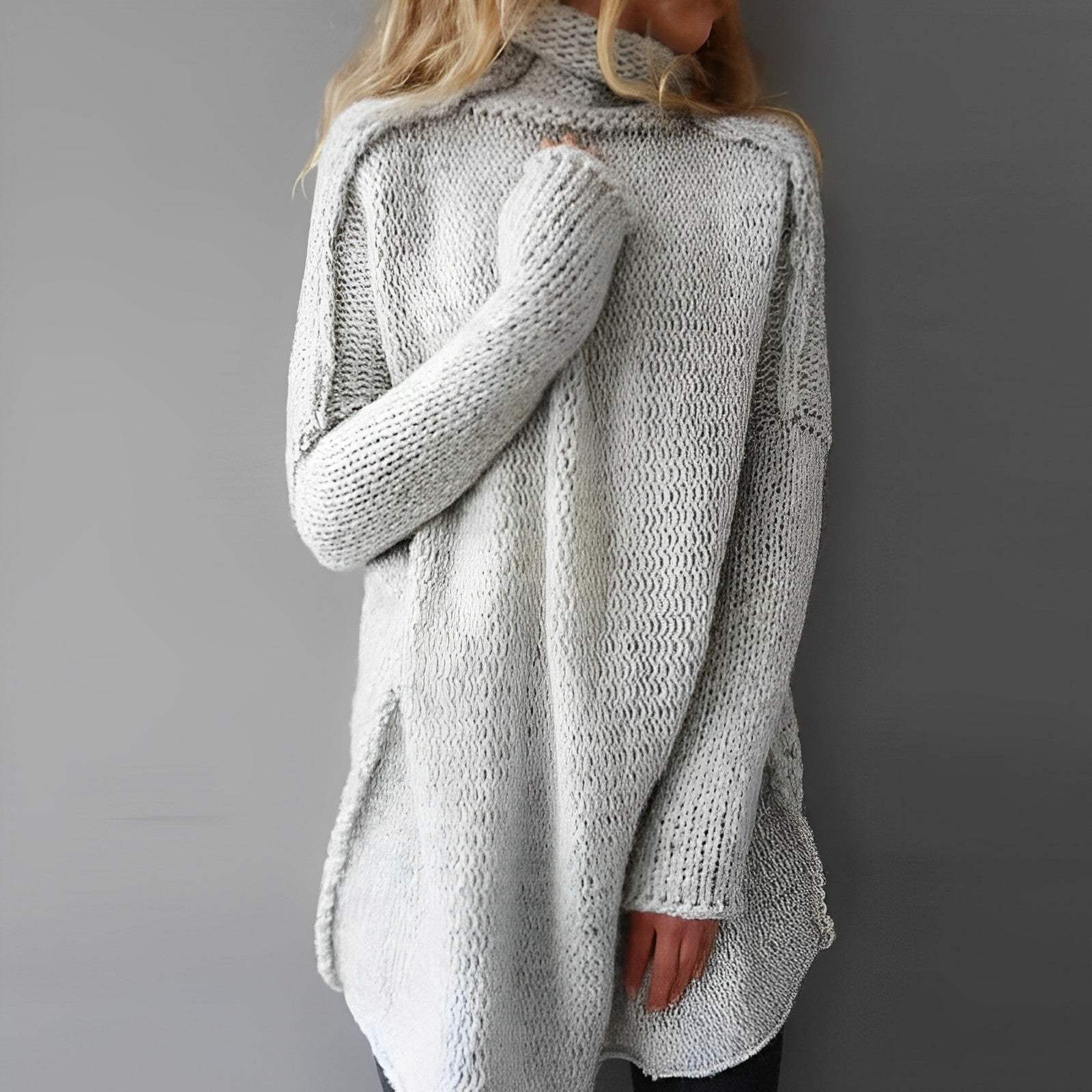 Lotty Pull à Col Roulé Oversize Femme – Gruba, wygodna dzianina z miękkim i ciepłym krojem