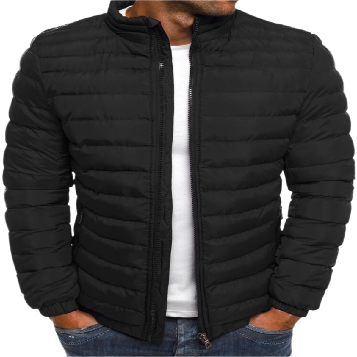 Manuel Veste Matelassée pour Homme – Rovný lehký střih s vysokým límcem a zipem