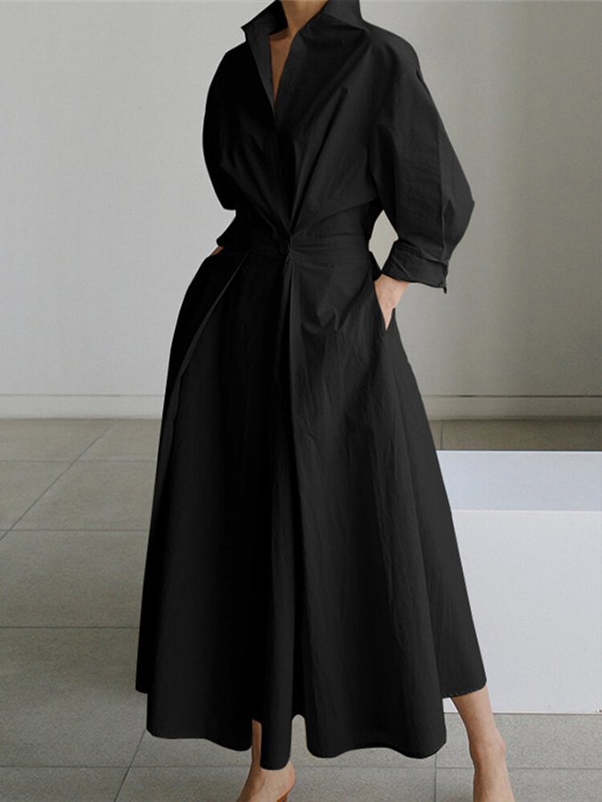 Robe Midi Femme Shane – Style Vintage avec Taille Cintrée & Jupe Évasée Légère