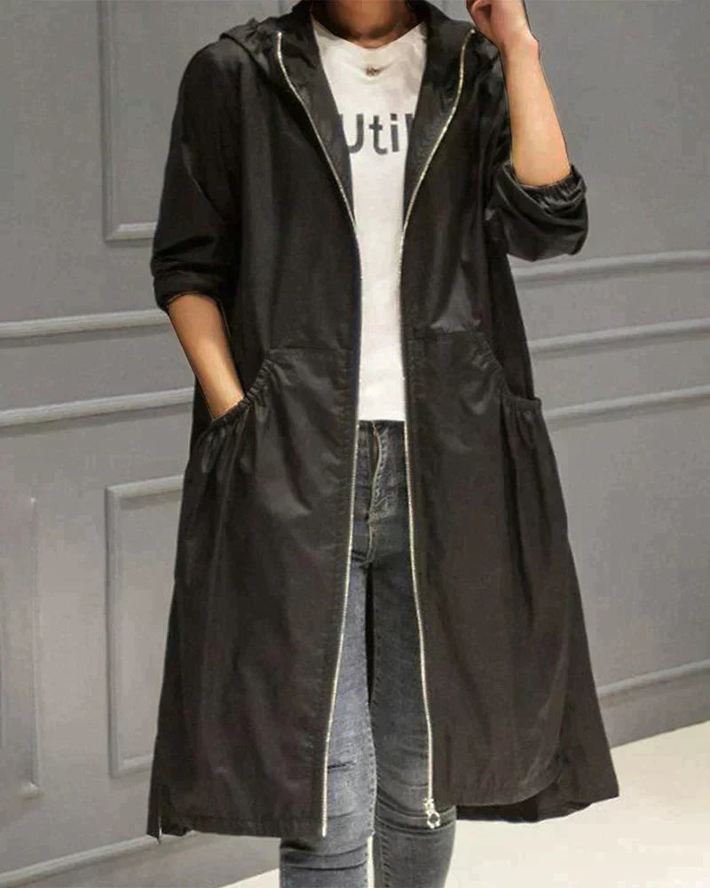 Millie Manteau de Pluie Long pour Femme – Veste Imperméable Élégante au Design Léger et Respirant