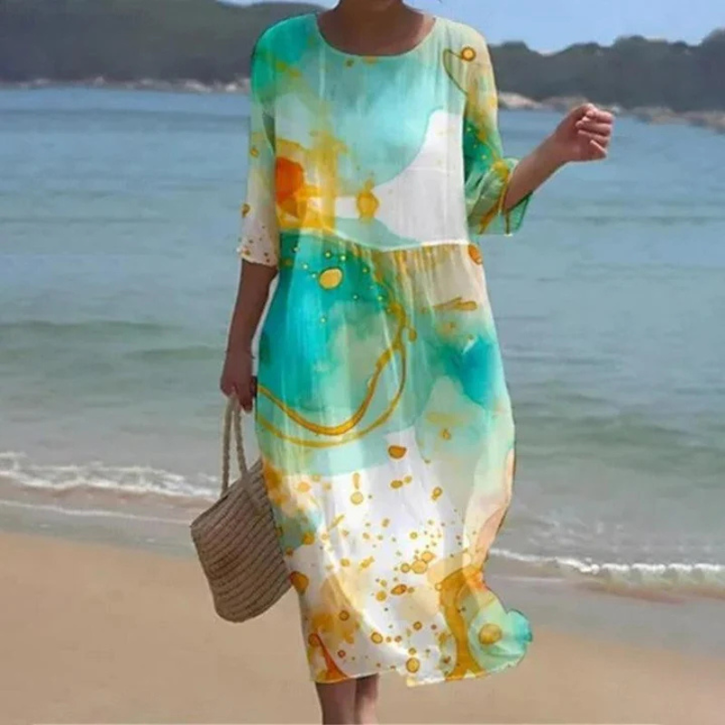 Abito elegante da donna Alora - Stampa floreale, maniche lunghe e vestibilità aderente
