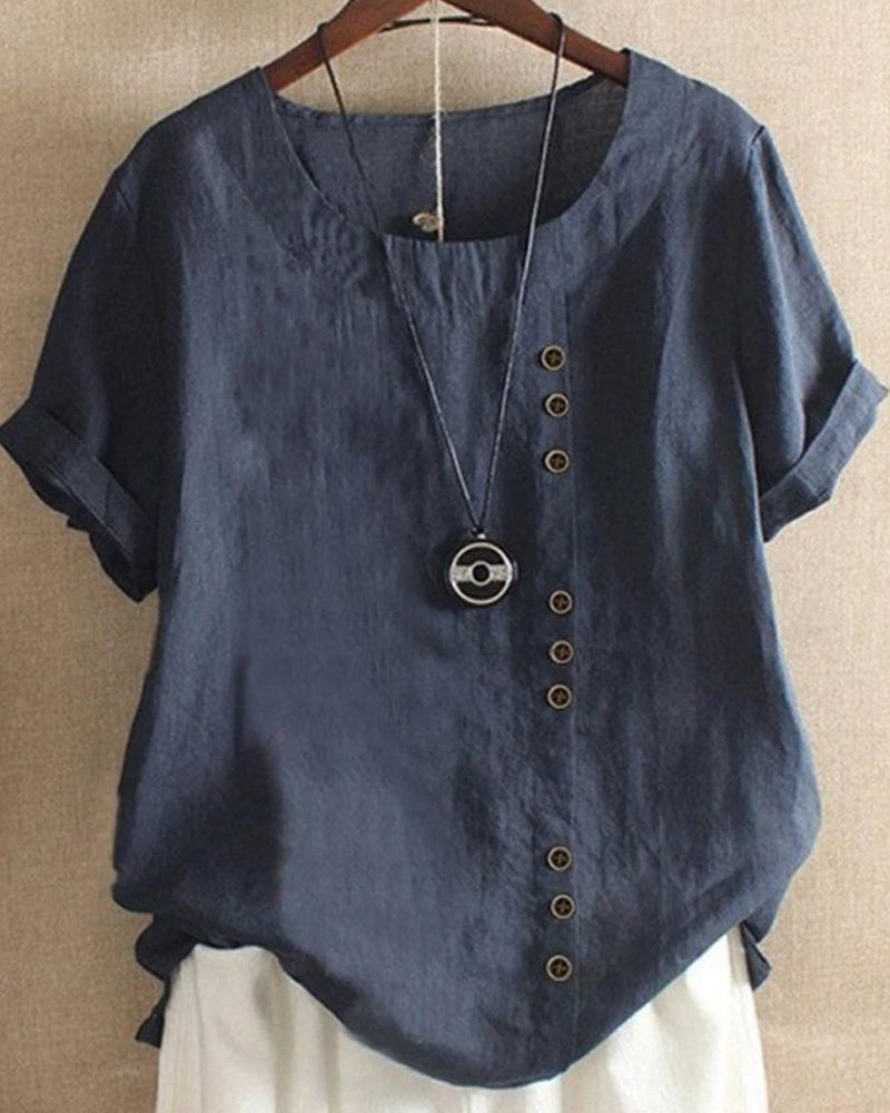 Bluza Lena Femme – Bluză ușoară din in cu nasturi și aspect natural