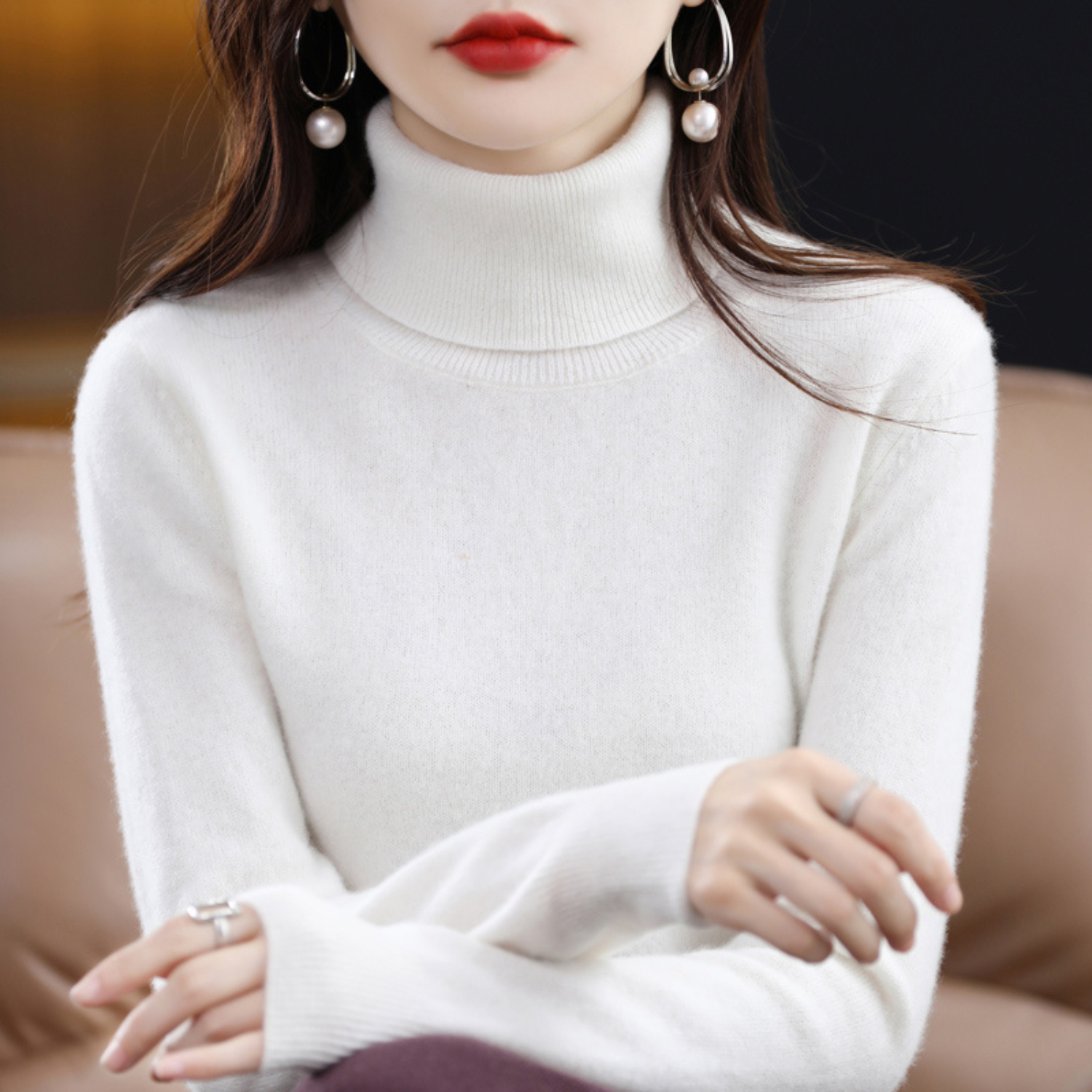 Emmie Pull Col Roulé en Cachemire pour Femme – Maille Premium Douce offrant Chaleur et Confort Léger