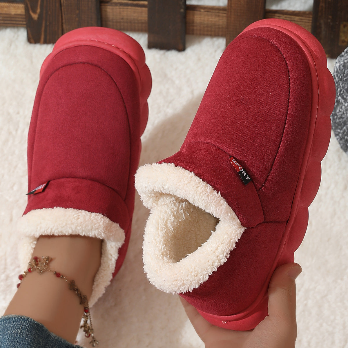Rebecca – Plysj Plattform Sneakers for Kvinner – Myke og Varme Vinter Sko med Komfortabel Fôr
