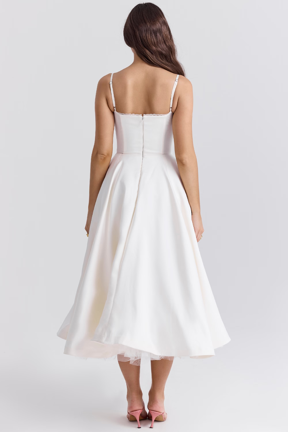 Dawn Robe Midi Femme – Elegante vestido de tul con tirantes ajustables y corte cómodo