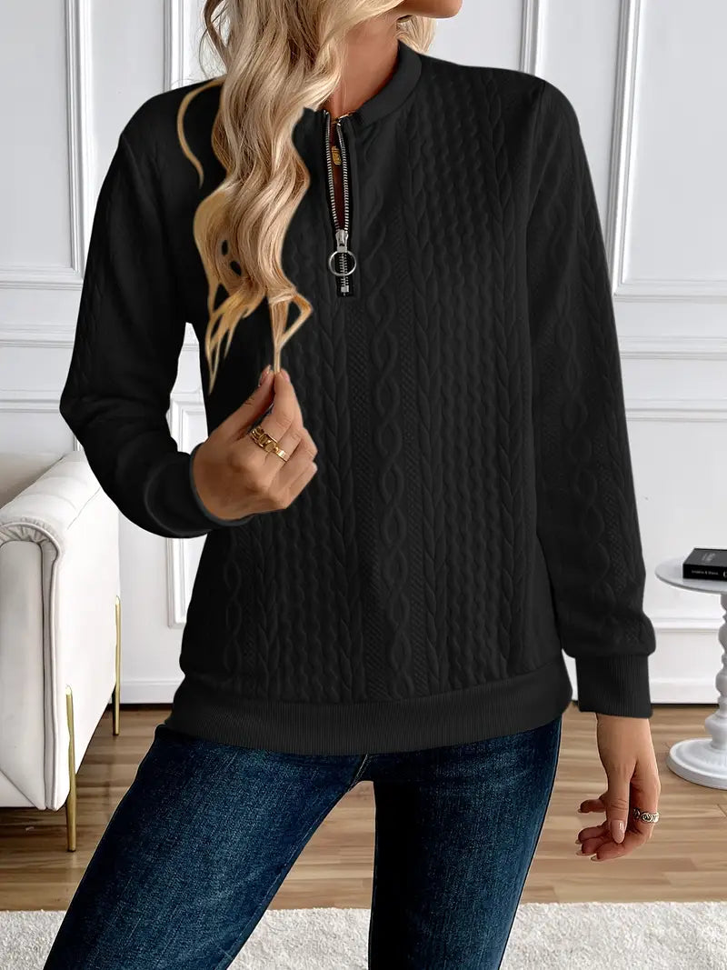 Margaux Sweat Femme Hiver – Komfortabel strikket lynlåstrøje med elegant design