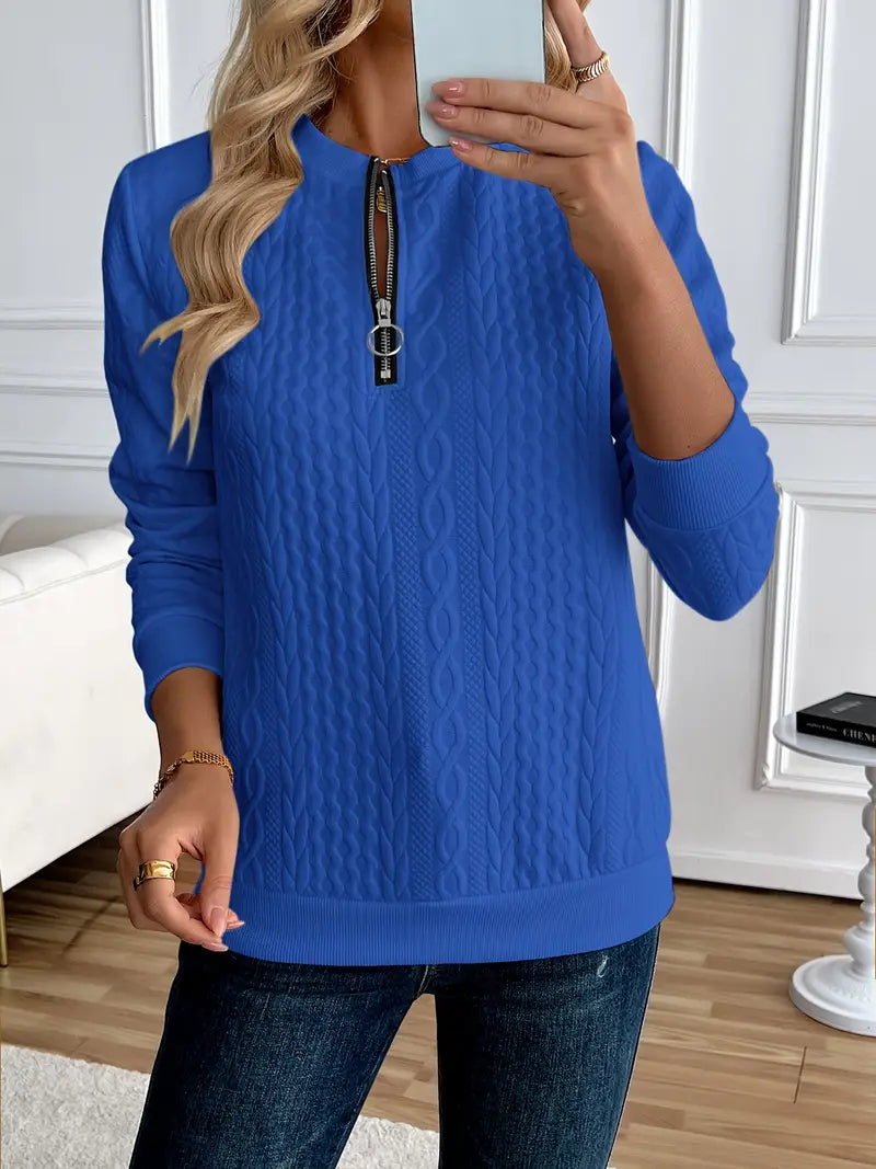Margaux Sweat Femme Hiver – Komfortabel strikket lynlåstrøje med elegant design