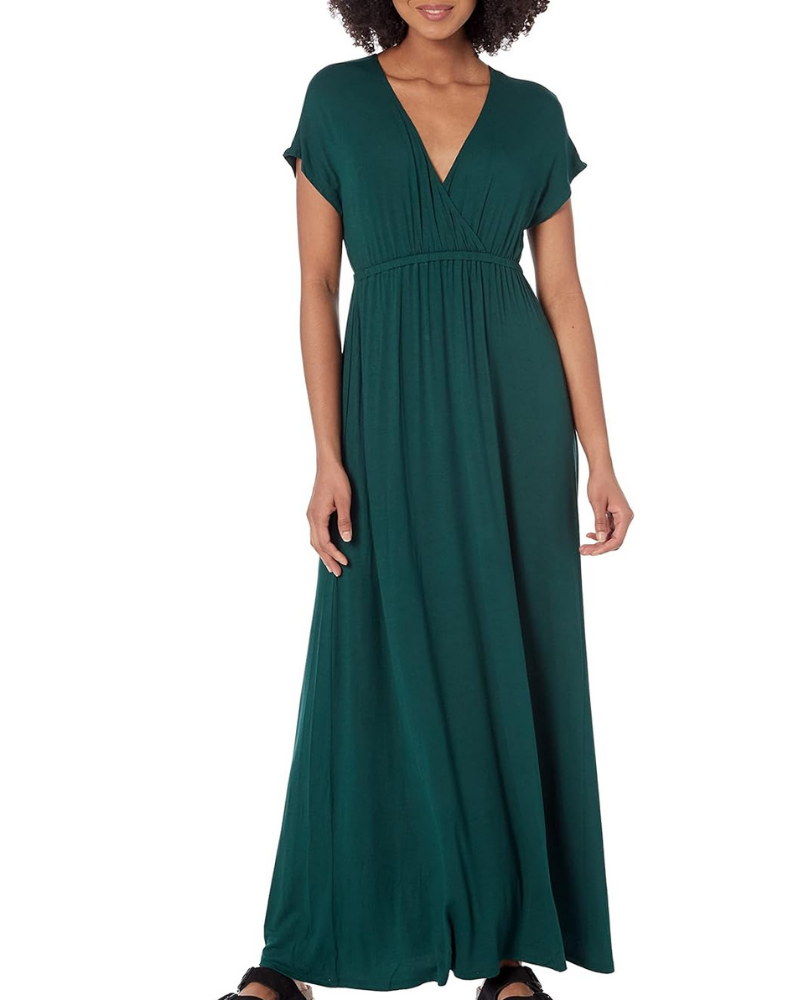 Robe Longo Feminino Risa – Decote V Cruzado, Cintura Império & Corte Fluido Confortável e Elegante