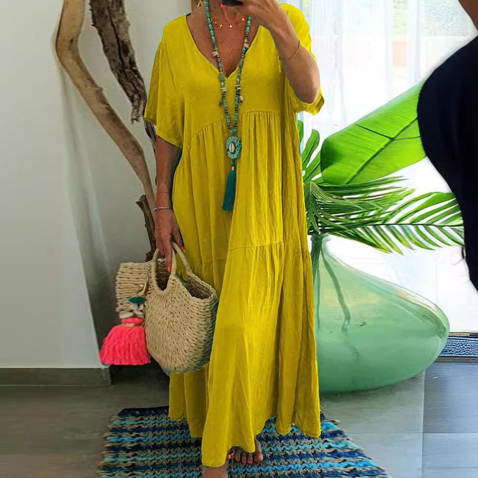 Saylor Long Summer Dress Women – Loose Bohemian Maxi Dress Casual Style for Holidays & Leisure