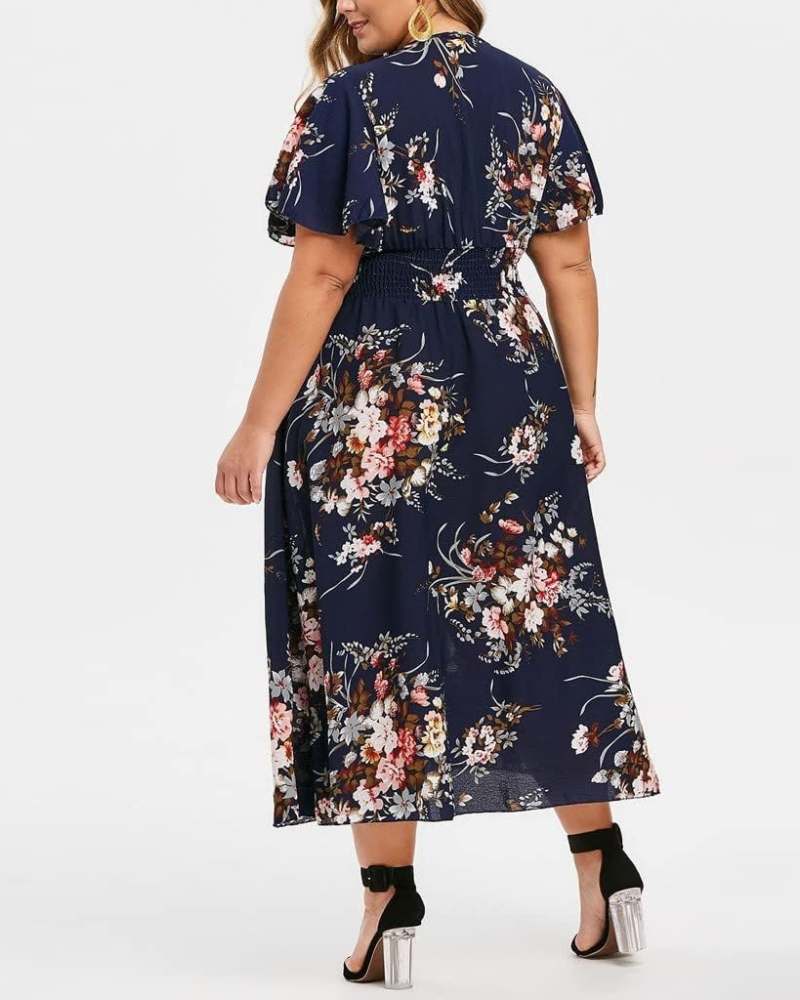 Claire Robe Femme Bohème – Épaules Dénudées, Volants, Coupe Midi Fluide Été