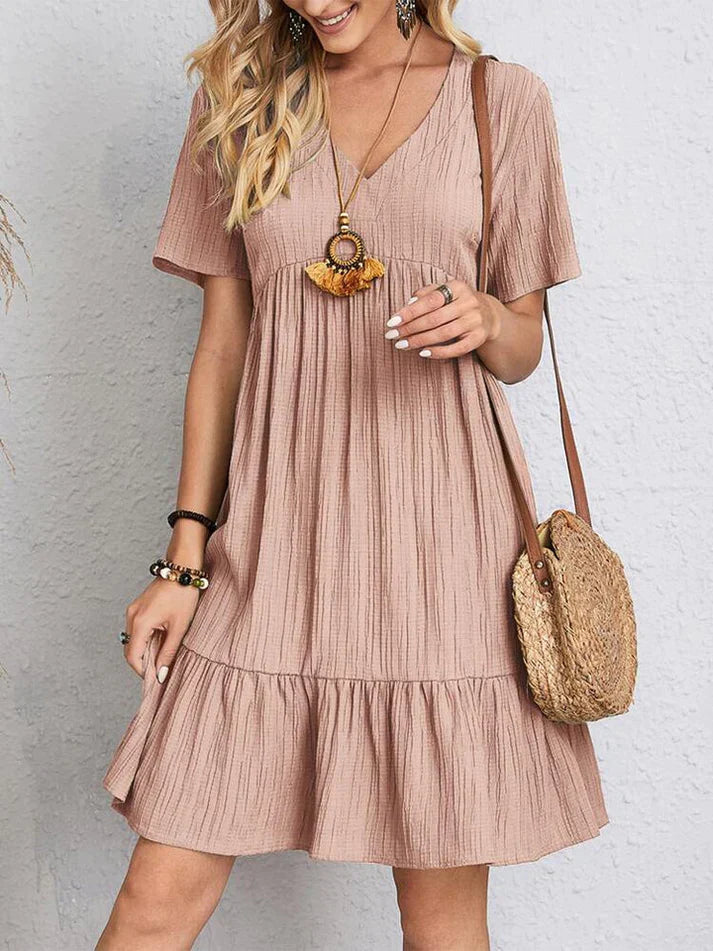 Vestido de Verão Mulher Julietta – Vestido Largo com Decote em V e Conforto Arejado para Dias Quentes
