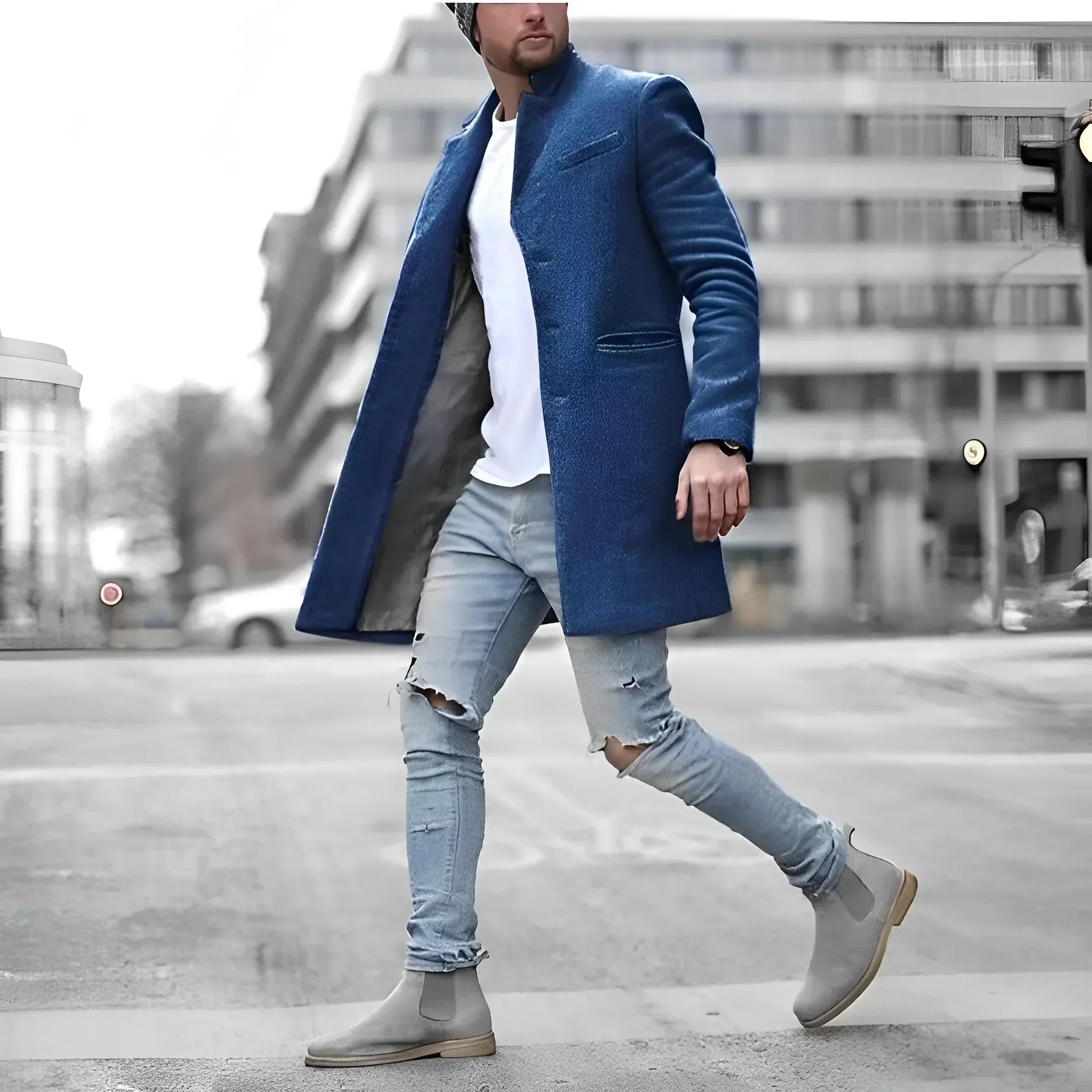 James Manteau Lang Herre – Elegant Duster i Varm Ull med Tidløs Stil