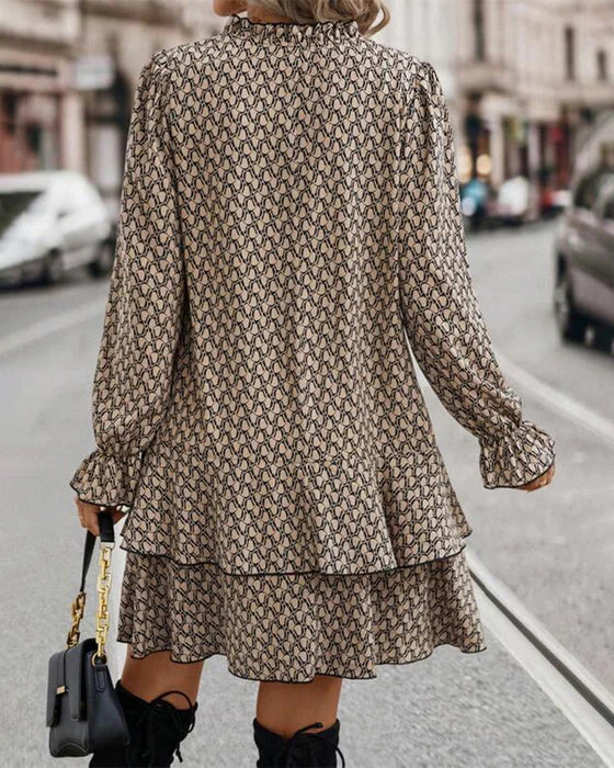 Vestido Mulher Stella – Vestido Elegante com Mangas Compridas, Corte Descontraído e Estilo Intemporal