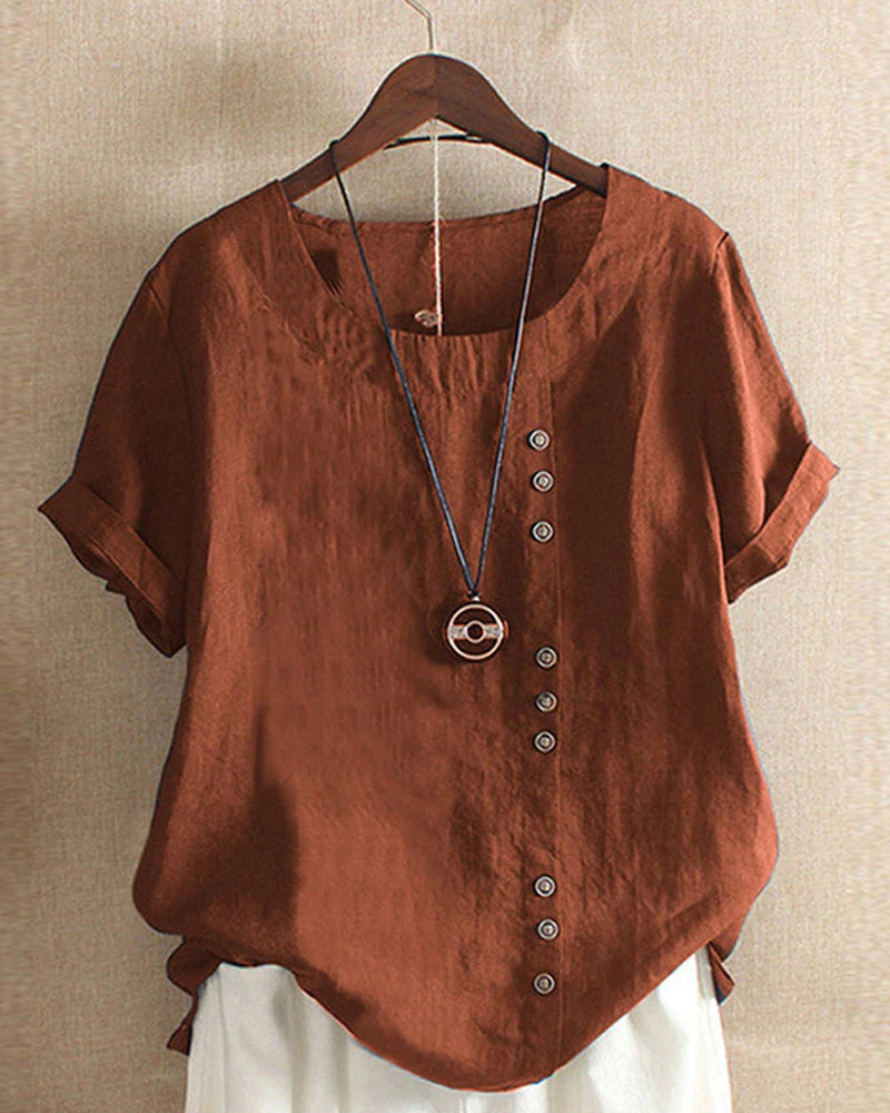 Bluza Lena Femme – Bluză ușoară din in cu nasturi și aspect natural
