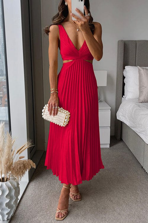 Melodie geplooide satijnen jurk voor dames – Luxe en zachte stof & elegante en flatterende snit