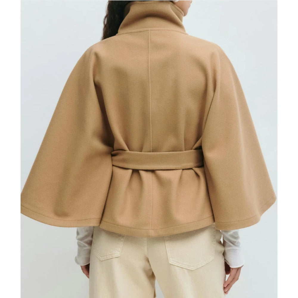 Charlotte Manteau Cape Femme – Col Haut & Ceinture Ajustable pour Eleganz und Winterwärme