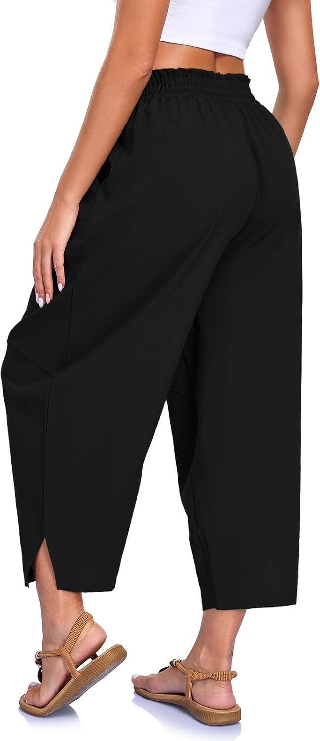 Pantaloni Cristal pentru femei Harem – Croială largă, talie înaltă elastică, ușori și casual