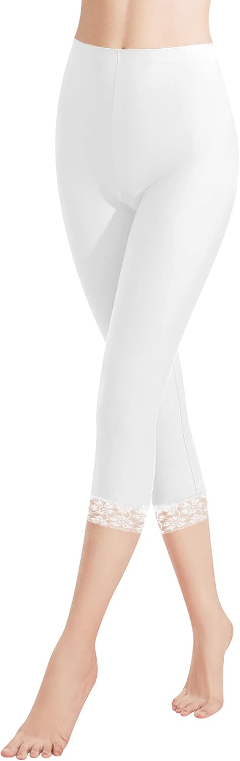 Tinsley 3/4-Leggings für Damen – Hoher Bund aus dehnbarer Baumwolle mit atmungsaktiver Spitze