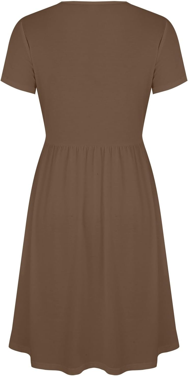 Rochie Claire pentru femei – Rochie midi cu decolteu în V, tip cache-cœur, talie empire, croială în A, elegantă, de vară