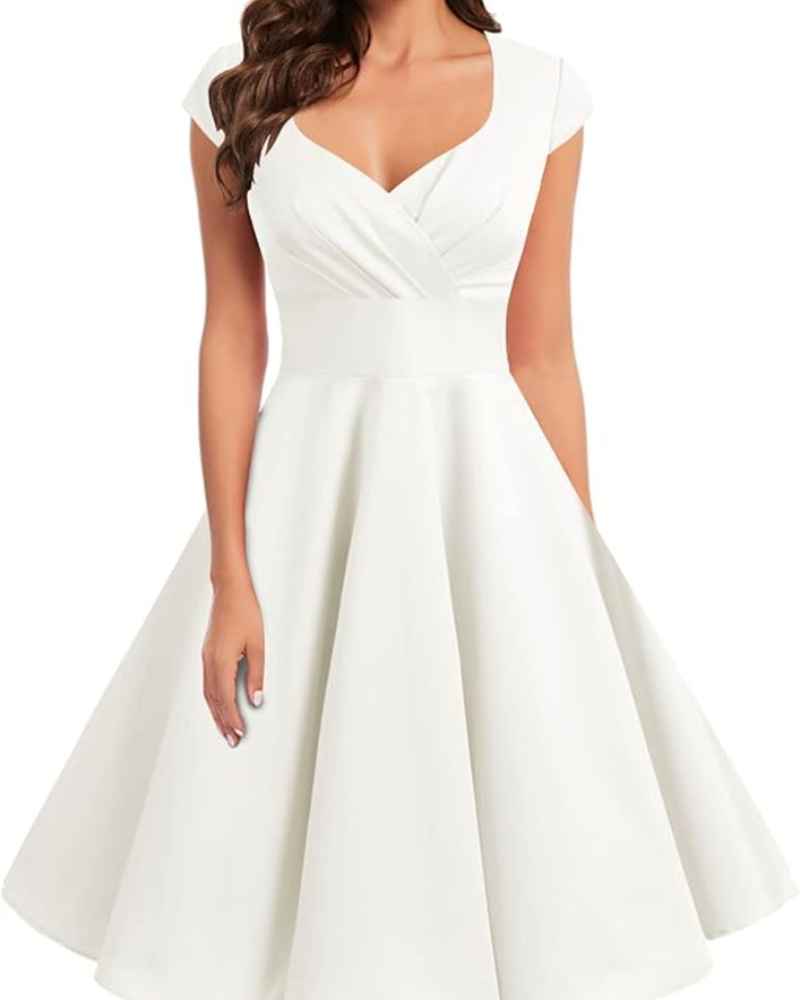 Gwen Vintage Damenkleid – 50er Jahre Stil, V-Ausschnitt & Elegante Knielänge