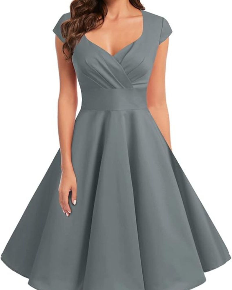 Gwen Vintage Damenkleid – 50er Jahre Stil, V-Ausschnitt & Elegante Knielänge