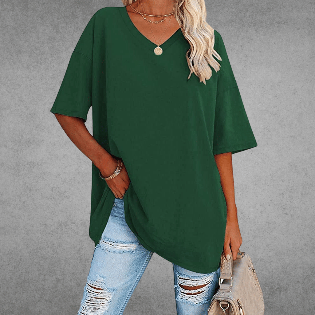 Ninon T-shirt Oversize Dames – Comfortabel ontwerp met V-hals & licht en ademend materiaal